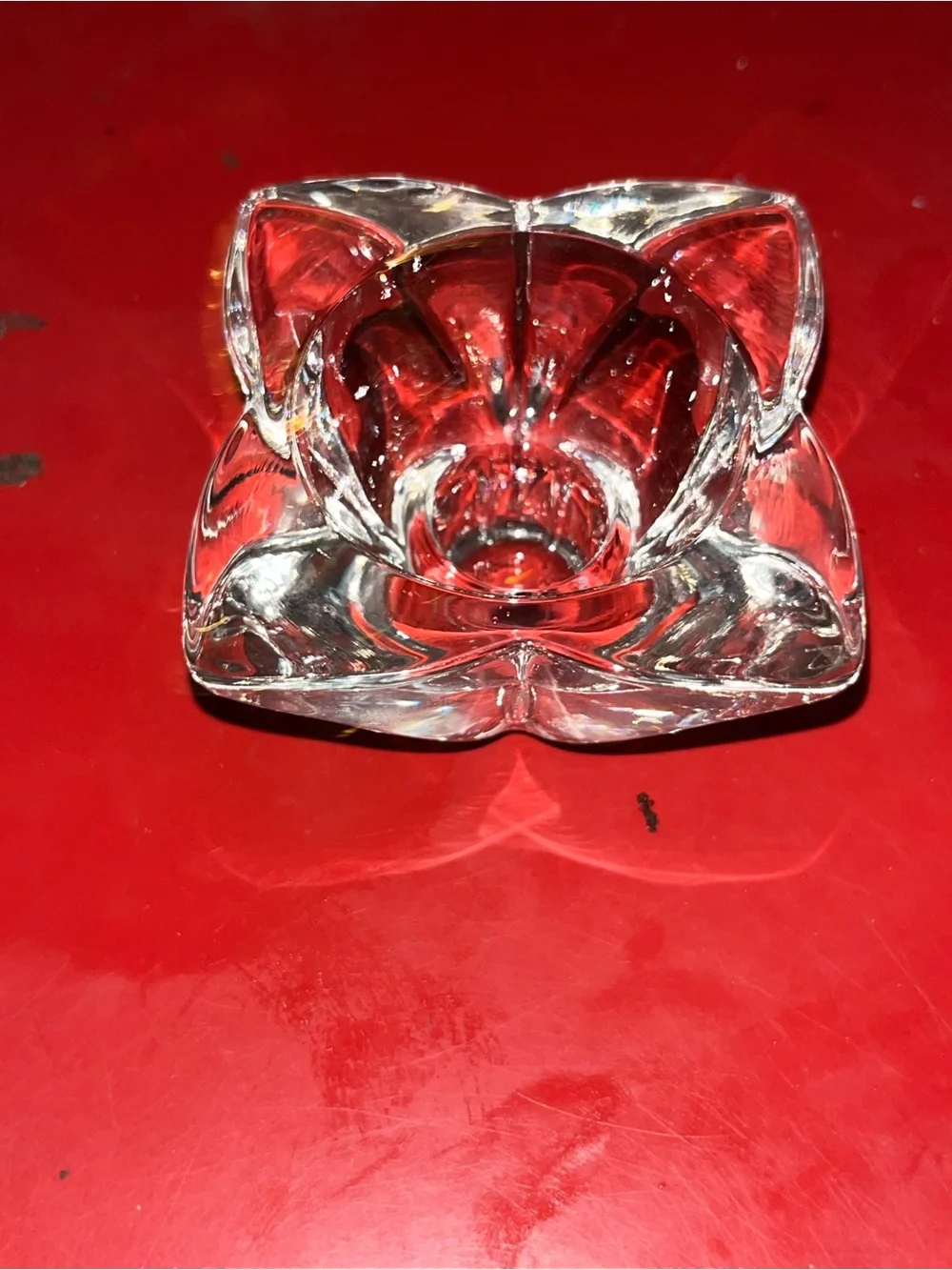 Orrefors Crystal Lotus Flower Art Glass Candle Holder